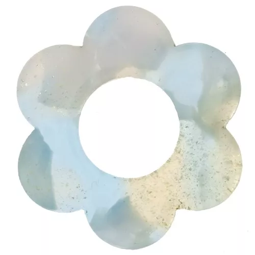 18mm Acetate Flower Pendant - Tortoiseshell - Sky Blue - Pearlescent White x1