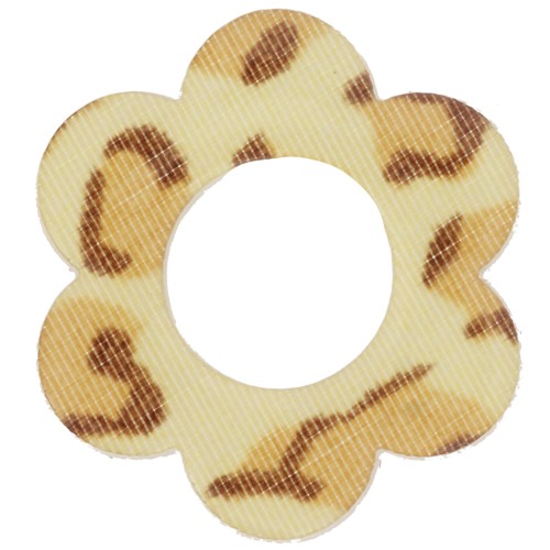 18mm Acrylic Flower Pendant - Beige Cheetah - Light Brown x1