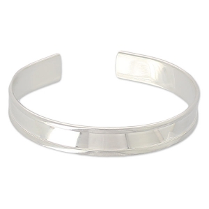 Brass bracelet base with curved edge 10mm Silver tone x1