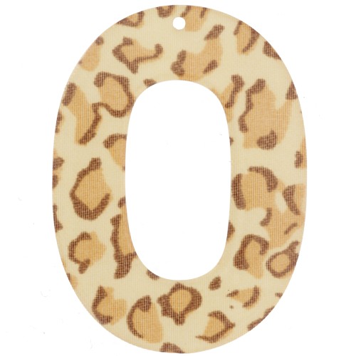 Oval hollowed-out 47x34 mm acrylic pendant - Beige Cheetah - Light Brown x1