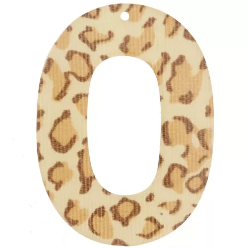Oval hollowed-out 47x34 mm acrylic pendant - Beige Cheetah - Light Brown x1