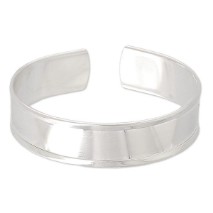 Brass bracelet base with curved edge 15mm Silver tone x1