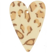 34x24mm Acrylic Heart Pendant - Beige Cheetah - Light Brown x1|raw }}