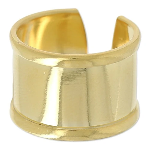 Raw brass ring with curved edge 15 mm fine gold plated x1