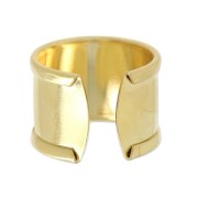Raw brass ring with curved edge 15 mm fine gold plated x1