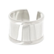 Raw brass ring with curved edge 15 mm silver tone x1