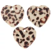 15x16.5mm heart Sequin in acetate - Mottled Brown - Cream x1