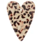Cream - Pendentif coeur 34x24 mm en acétate - Tacheté Marron - Crème x1 Pendentif coeur 34x24 mm en acétate - Tacheté Marron - Crème x1