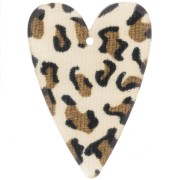 34x24mm Acetate Heart Pendant - Cheetah Brown - Black x1|raw }}