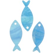 25x10mm acetate fish pendant - Turquoise marbled glitter x1
