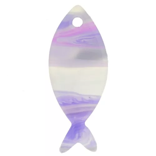 25x10mm Acetate Fish Pendant - Mauve Marble - Grey x1