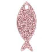 25x10mm Acrylic Fish Pendant - Glitter Old Pink x1