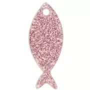25x10mm Acrylic Fish Pendant - Glitter Old Pink x1