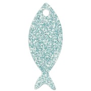 25x10mm Acrylic Fish Pendant - Frosted Blue Glitter x1