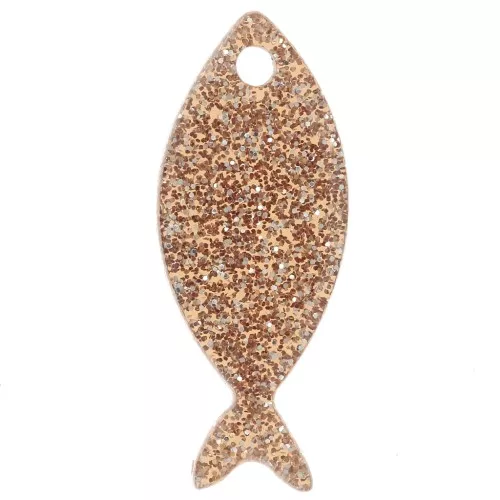 25x10mm Acrylic Fish Pendant - Bronze Glitter x1