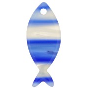 25x10mm acetate fish pendant - Striped - Dark blue - Pearlescent white x1