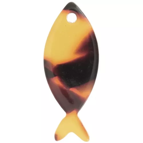 25x10mm Acetate Fish Pendant - Tortoiseshell - Brown - Black x1