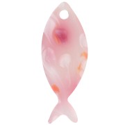 25x10mm Acetate Fish Pendant - Pink Speckled - Pearlescent White x1