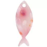 25x10mm Acetate Fish Pendant - Pink Speckled - Pearlescent White x1