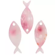 25x10mm Acetate Fish Pendant - Pink Speckled - Pearlescent White x1