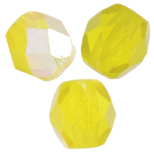 Fire Polished faceted round beads 4mm Lemon AB x50