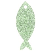 25x10mm Acrylic Fish Pendant - Moss Green Glitter x1