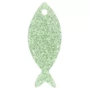 Pendentif poisson 25x10 mm en acrylique - Pailleté Vert mousse x1