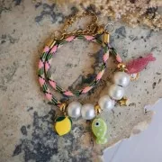 25x10mm Acrylic Fish Pendant - Pink Glitter x1