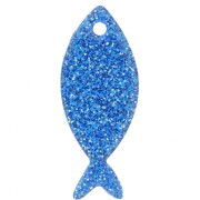 25x10mm Acrylic Fish Pendant - Royal Blue Glitter x1|raw }}