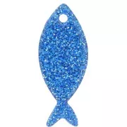 Pendants - Charms - 25x10mm Acrylic Fish Pendant - Royal Blue Glitter x1 25x10mm Acrylic Fish Pendant - Royal Blue Glitter x1