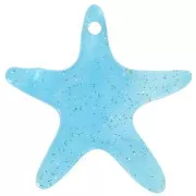 20mm starfish pendant in acetate - Turquoise marbled glitter x1