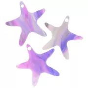 20mm starfish pendant in acetate - Mauve marbled - Grey x1