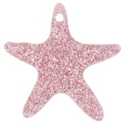 20mm Acrylic Starfish Pendant - Glitter Old Pink x1