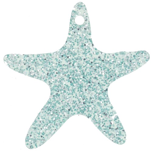 20mm Acrylic Starfish Pendant - Blue Frosted Glitter x1