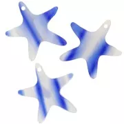20mm Acetate Starfish Pendant - Striped - Dark blue - Pearlescent white x1