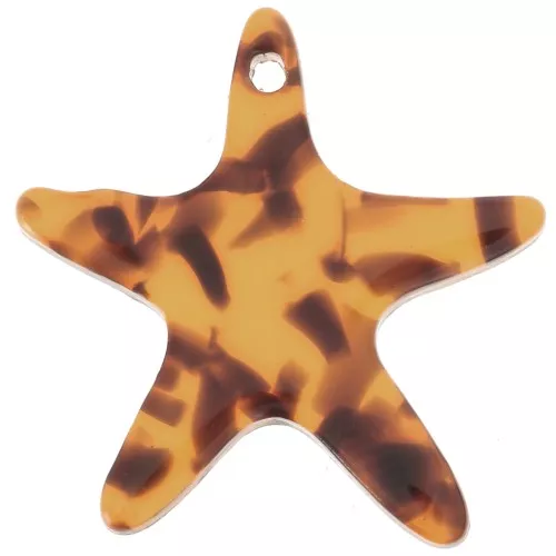 20mm starfish pendant in acetate - Terrazzo Brown - Black x1