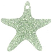 20mm Acrylic Starfish Pendant - Moss Green Glitter x1|raw }}