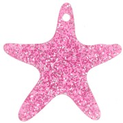 20mm Acrylic Starfish Pendant - Pink Glitter x1