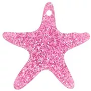 Pink - Pendentif étoile de mer 20 mm en acrylique - Pailleté Rose x1 Pendentif étoile de mer 20 mm en acrylique - Pailleté Rose x1