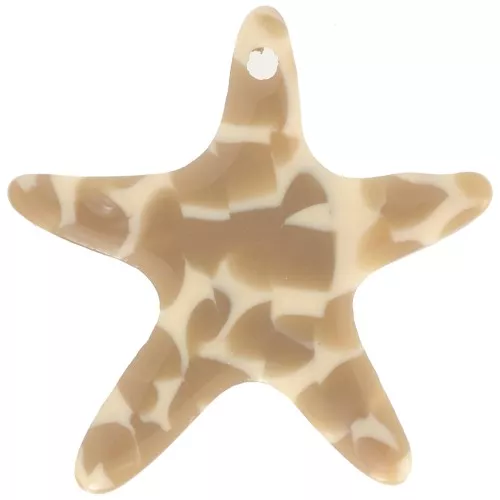 20mm Acetate Starfish Pendant - Mottled Caramel - Beige x1