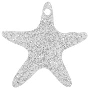 20mm Acrylic Starfish Pendant - Silver Glitter x1