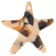 Brown - Pendentif étoile de mer 20 mm en acétate - Ecaille de tortue - Saumon - Marron x1 Pendentif étoile de mer 20 mm en acétate - Ecaille de tortue - Saumon - Marron x1