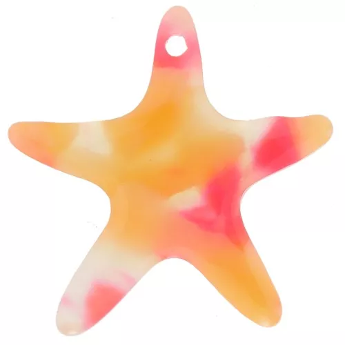 20mm Acetate Starfish Pendant - Tortoiseshell - Orange - Deep Pink
