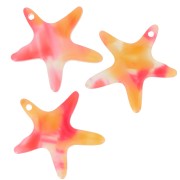20mm Acetate Starfish Pendant - Tortoiseshell - Orange - Deep Pink