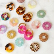 20mm acrylic donuts pendant - Blue frosted glitter x1