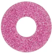 Pendentif donuts 20 mm en acrylique - Pailleté Rose x1