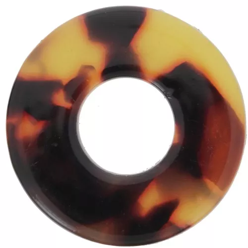 20mm Acetate Donuts Pendant - Tortoiseshell - Brown - Black x1