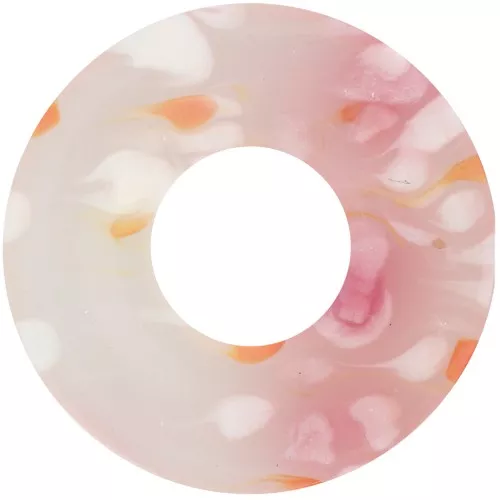 20mm donuts pendant in acetate - Mottled Pink - Pearlescent White x1