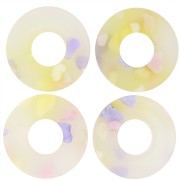 20mm Acetate Donuts Pendant - Terrazzo Translucent - Pink - Violet x1