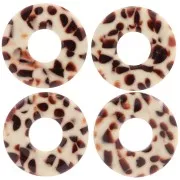 20mm Acetate Donuts Pendant - Mottled Brown - Cream x1